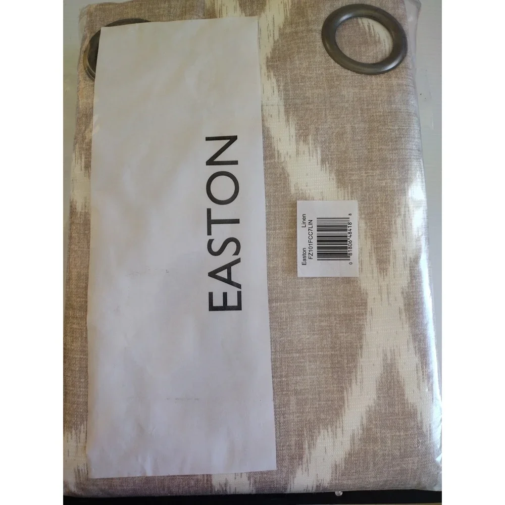 Easton window curtain panel‎ grommets Tan Beige Geometric 2 pack 50x78